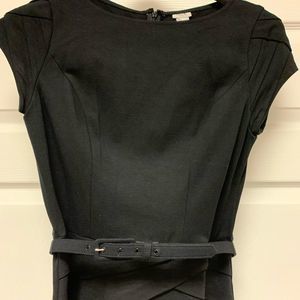 Cache Black Cap Sleeve Midi Dress